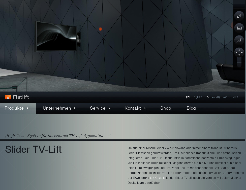 Horizontal TV Lift Applikation Flatlift Slider